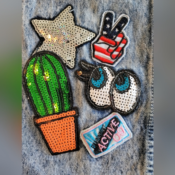 Pixie And Diamond Acid Wash Womens Jeans With Patchwork Sequined Details - Picture 8 of 12